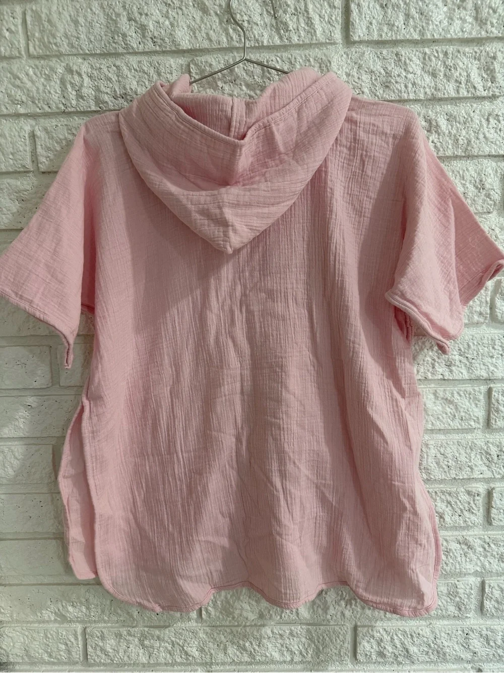 Snapper Rock Light Pink Hooded Gauze Beach Poncho Cover-Up 4-6